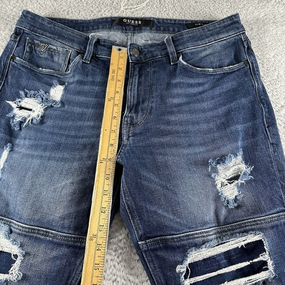 Guess‎ Mens Jeans 36x30 (Fits 34) Tapered Ripped Slim Fit Distressed Y2K Street - Picture 4 of 12